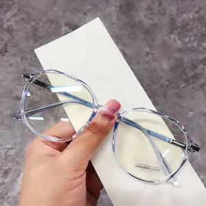 Marco de Gafas Anti Luz Azul Redondo Irregular para Unisex Moda Óptica Transparente PC Marco de Gafas Retro Lentes Claras Gafas