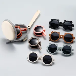 Gafas de Sol Plegables con Orejas de Oso para Niños Protección UV Gafas de Sol Portátiles para Niños y Niñas Moda Infantil
