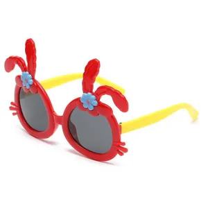 Cute red cartoon rabbit children's sunglasses with UV protection for girls