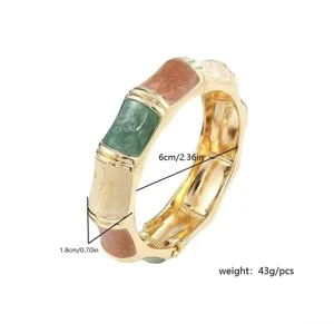 Detailed dimensions of bohemian colorful enamel oil drop open bangle jewelry for women