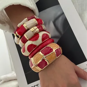 Böhmisches buntes Emaille-Armreifen-Set für Damen im Urlaubsstil Modeschmuck