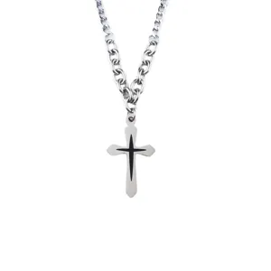 Collier homme en acier inoxydable avec pendentif croix, chaîne cubaine style hip-hop