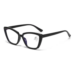Stylish black cat-eye glasses with functional anti-blue light clear lenses for women