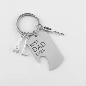 Father's Day gift stainless steel dog tag keychain bottle opener with tool charms