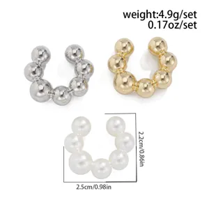 Misure e stili dettagliati del set di ear cuff non perforati con perline di metallo e perle