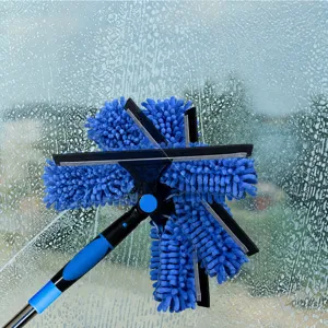 Professional 3-in-1 window cleaning tool with a 180-degree swivel head and scrubber