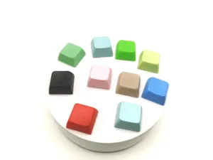Detailed view of colorful macaron mechanical keyboard keycaps for custom DIY setups