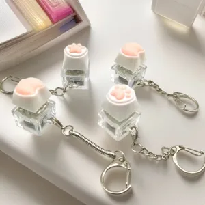 Cat Paw Corgi Butt Decompression Keychain With Glowing Electronic Mechanical Keyboard Button Soft Silicone Stress Relief Toy