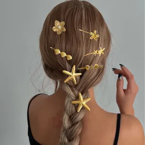 Ozean Stil Seestern Muschel Haarnadel Legierung Künstliche Perle Haarschmuck Für Damen Sommer Strand Party Accessoires