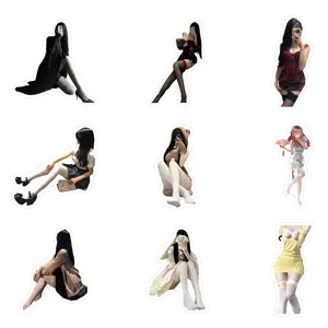 Set of decorative stickers featuring schoolgirls wearing various stockings for DIY crafts