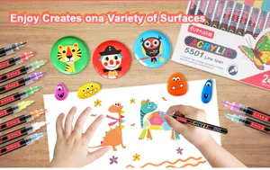 Acrylic marker set 24 colors 1mm fine tip waterproof paint pens for rock painting canvas