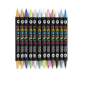 Dubbelzijdige acryl marker set, waterdichte stiften voor canvas, steenschilderen en knutselen.