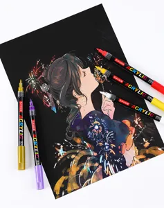 Colorful acrylic paint marker pens for art drawing, detailing, highlighting and hand lettering.