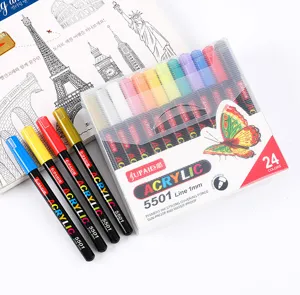 24-kleur acryl marker set met 1mm fijne punt, waterdichte inkt voor kunsttekenen en knutselen.