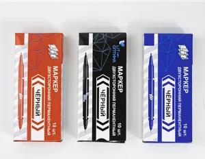 Doppelspitzige Permanentmarker, 10 Stück pro Box, ideal zum Zeichnen und Markieren.