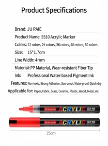 Detailed product specification chart of professional red acrylic paint markers with a 4mm nib
