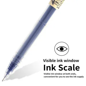 Bolígrafo de gel de tinta líquida 0.5mm punta de aguja secado rápido negro para oficina escuela.
