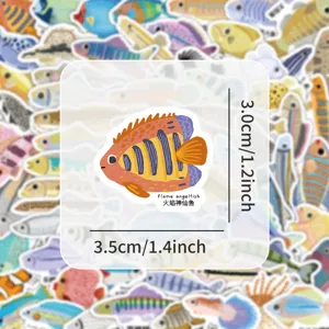 Hermosa pegatina impermeable de pescado de dibujos animados, diseño ideal para niños.