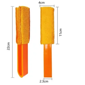 Cepillo de microfibra naranja para limpiar persianas con marcas de dimensiones para el hogar