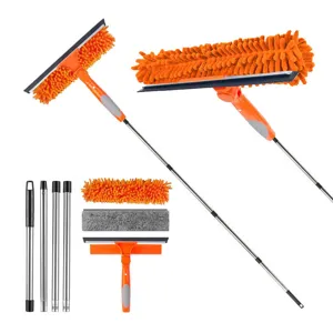 Detailed view of the professional 2-in-1 window cleaning tool set with extension poles