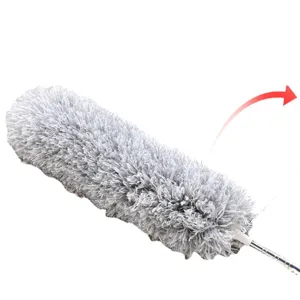 Microfiber duster with extendable handle for home cleaning and high ceilings