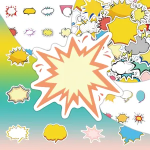 60 Stück bunte Comic-Explosions-Sprechblasen-Aufkleber für DIY-Journal und Planer-Dekoration