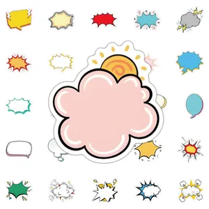 Set mit 60 bunten Comic-Sprechblasen- und Wolkenaufklebern für die Journal-Dekoration.