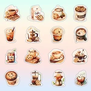 Collezione di adesivi vintage per caffè e biscotti per agende fai-da-te e cover cellulari