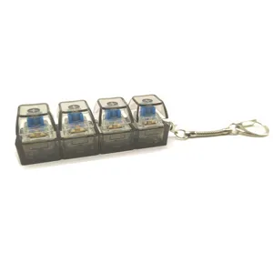 Transparante 4-toets mechanische schakelaar tester sleutelhanger fidget toy voor ontspanning