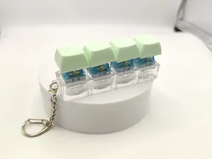 Mechanical keyboard switch fidget toy keychain 4 keys mint green clear tactile stress relief