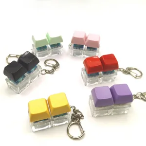 Electronic Decompression Mechanical Keyboard Switch Clicker Keychain Glowing Fidget Toy Portable Backpack Pendant