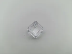 Close-up of clear mechanical keyboard switch tester base for DIY fidget keychains