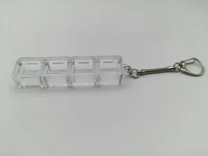Macro detail view of a 4-slot transparent mechanical keyboard switch tester frame
