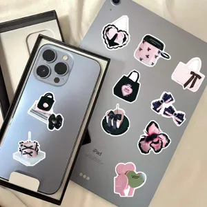 52pcs black pink aesthetic stickers set cute waterproof DIY decals for journal laptop phone