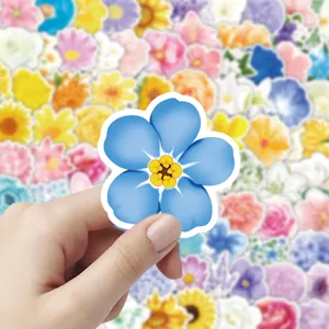 Detaillierter Aquarell Blumenaufkleber, schöner blauer Blumen Sticker für Notizbuch DIY.
