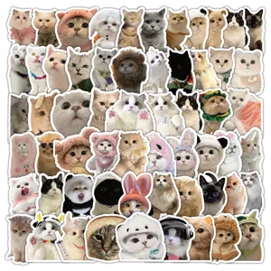 Cute Realistic Cat Dog Doodle Stickers Waterproof PVC DIY Decorative Decals For Laptop Luggage Stationery Cup Water Bottle