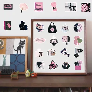 Black pink aesthetic graffiti stickers set DIY journal laptop decoration 52 pieces