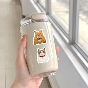Autocollants de chat réalistes pour la décoration DIY de bouteilles d'eau et mugs