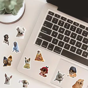 Autocollants drôles de mèmes de chiens Chihuahua décorant la coque d'un ordinateur.