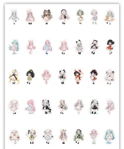 Set di 70 adesivi di ragazze anime carine, decalcomanie impermeabili da principessa per decorazioni.