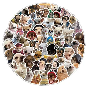 Collage détaillé de 80 autocollants de chihuahua réalistes et drôles pour décoration