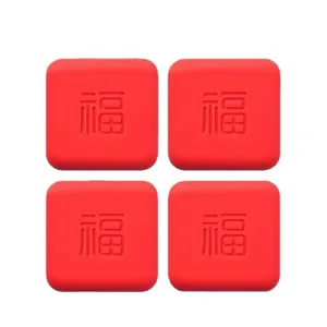 Paracolpi per porta in silicone rosso con carattere Fu, set di protezione per mobili.