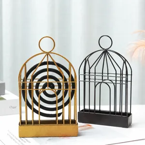 Noordelijk Creatief IJzerkunst Vogelkooi Muggenhouder Retro Hangend Draagbaar Huishouden Brandwerende Wierook Doos Huisdecoratie