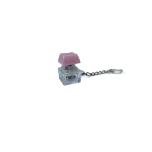 Mechanical keyboard switch keychain, pink keycap transparent decompression toy pendant key ring.