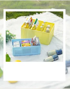 Cesto portaoggetti pieghevole in plastica multi-griglia organizer da scrivania per snack