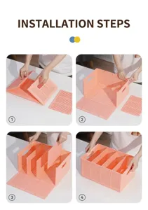 Scatola portaoggetti pieghevole con divisori rosa in plastica organizer da scrivania
