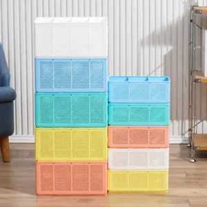 Cesto portaoggetti impilabile in plastica per ufficio dormitorio organizzatore multi-griglia