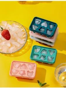 Bacs à glaçons en silicone avec couvercle, fond souple multi-grilles pour un démoulage facile.