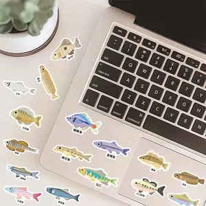 Pegatinas de peces lindas impermeables calcomanías de animales para niños educación.
