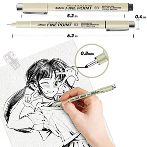 Professional fineliner drawing pen set with fine point tips for sketching and illustration art.